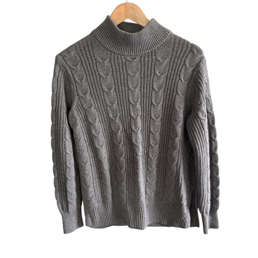 Banana Republic Women’s Gray Cable Knit Mock Neck Sweater Small